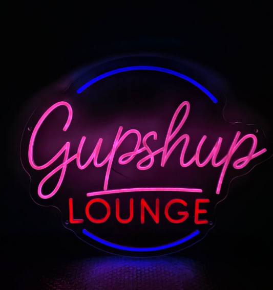 Gupshup lounge custom neon sign