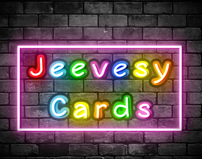 Jeevesy Cards uv print neon sign
